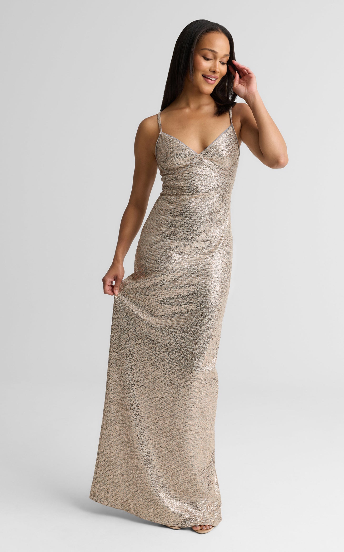 Isa Gown In Soft Tailored Sequin