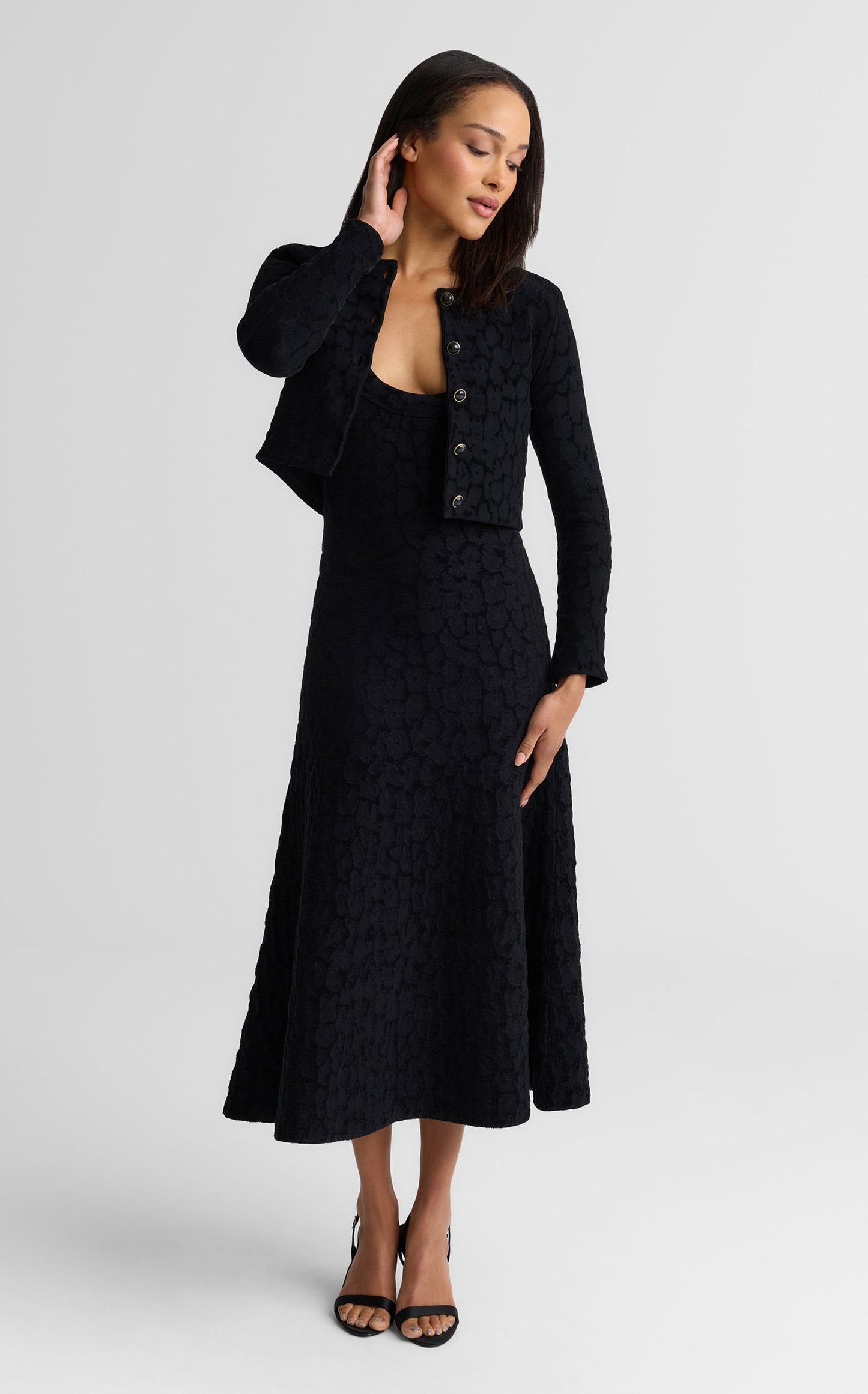 Amber Cardigan In Velvet Leopard Jacquard