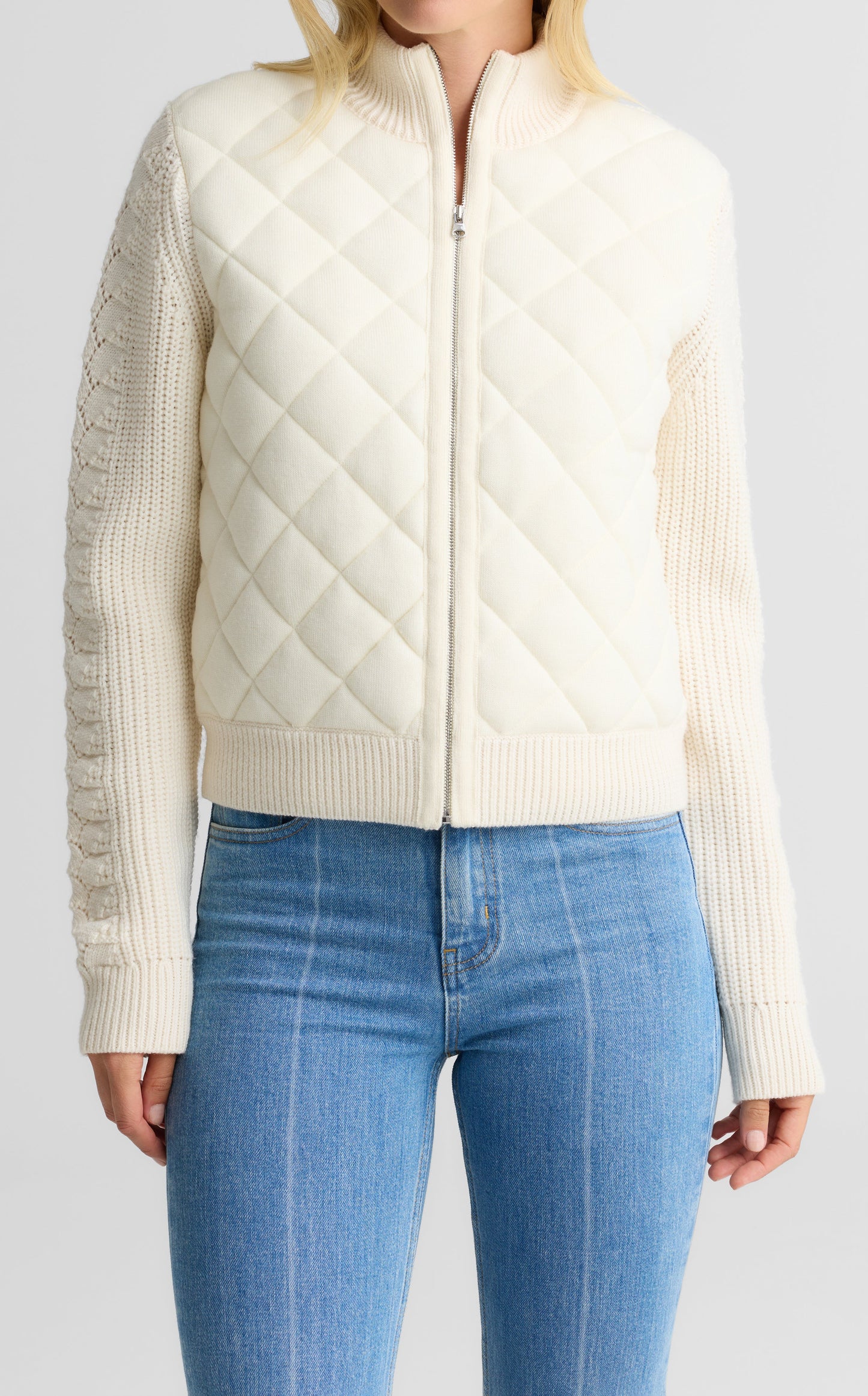 Lorianne Jacket In Merino Blend Quilted Cable