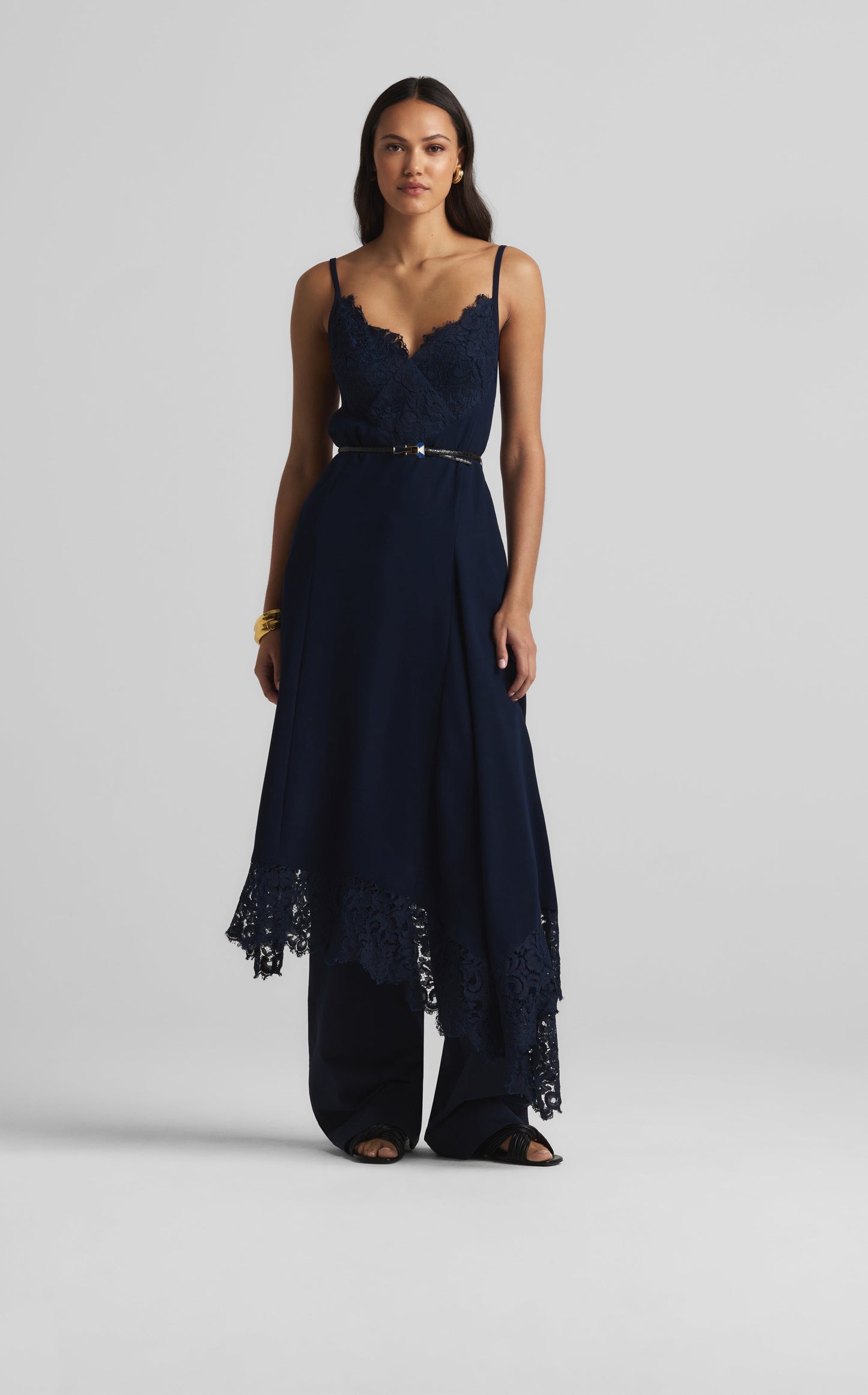 Lindsey Dress in Lace and Satin Back Crepe