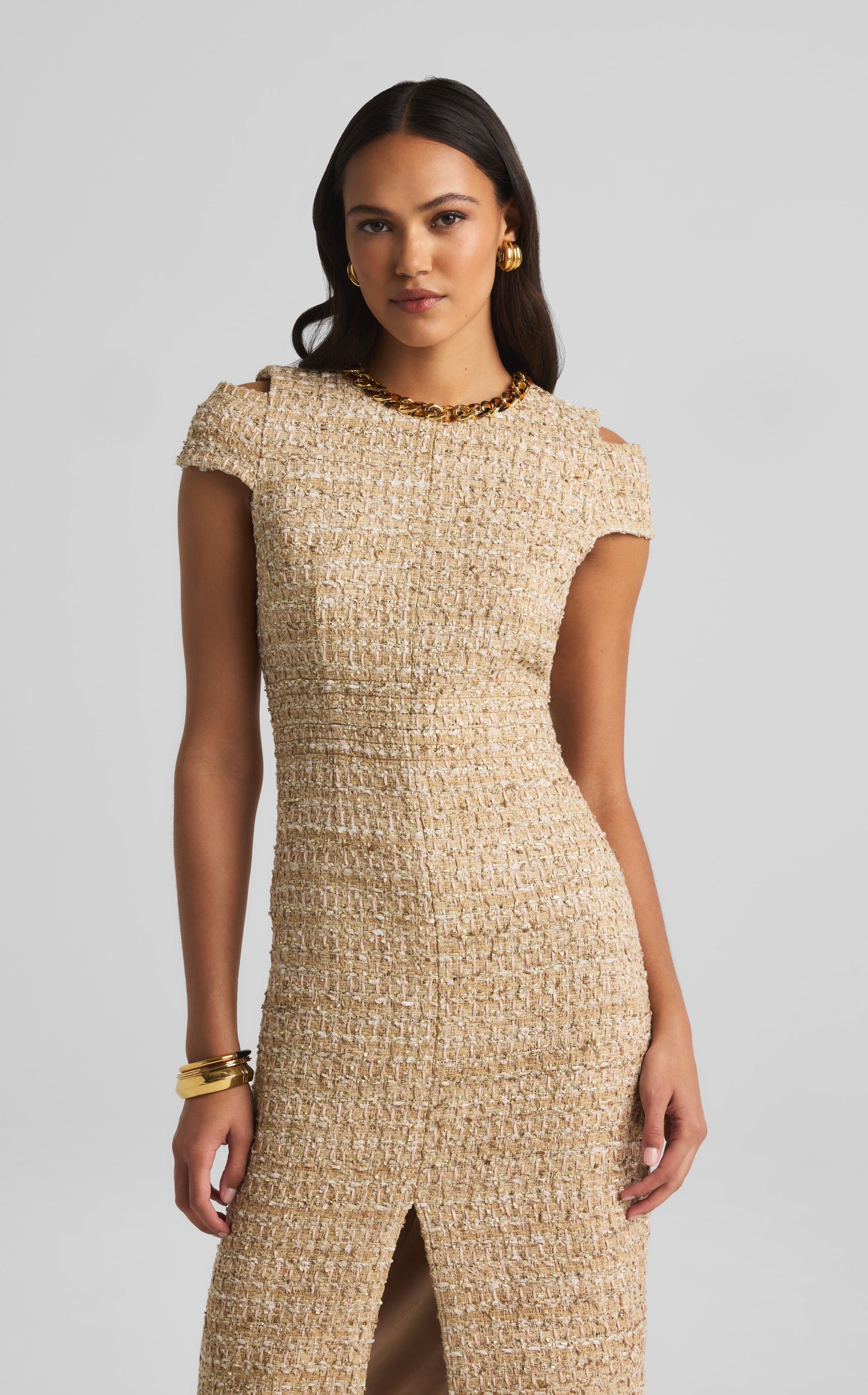 Phoebe Dress in Linden Tweed