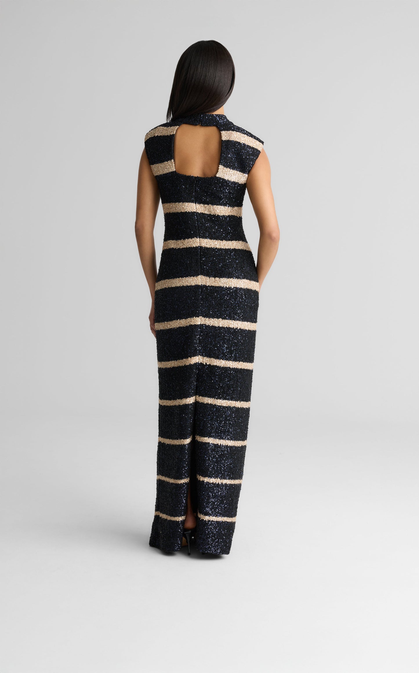 Gina Gown in Stripe Sequin Knit