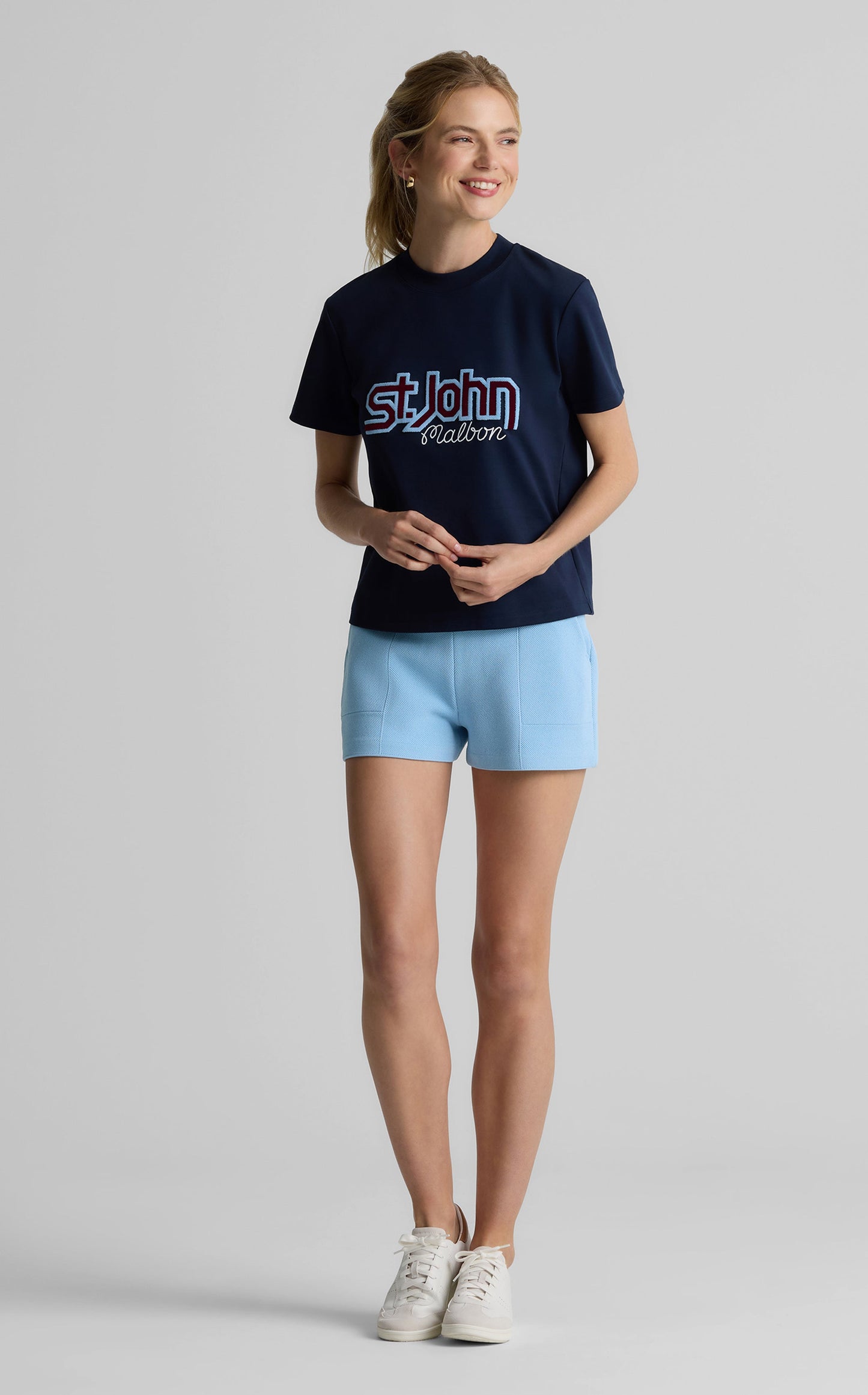 Tara Short in St. John x Malbon Pique Knit