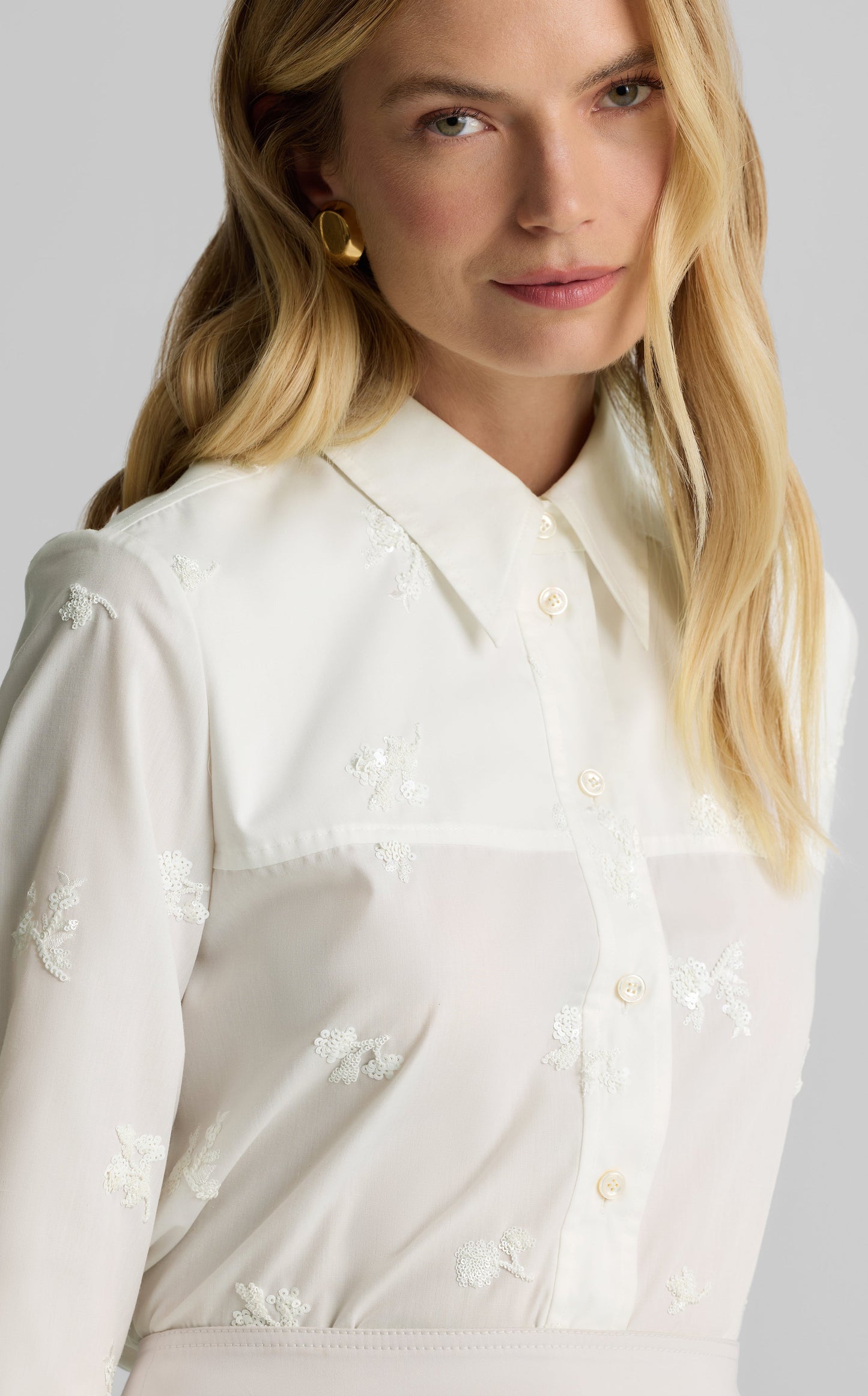 Tessa Top in Sequin Poplin