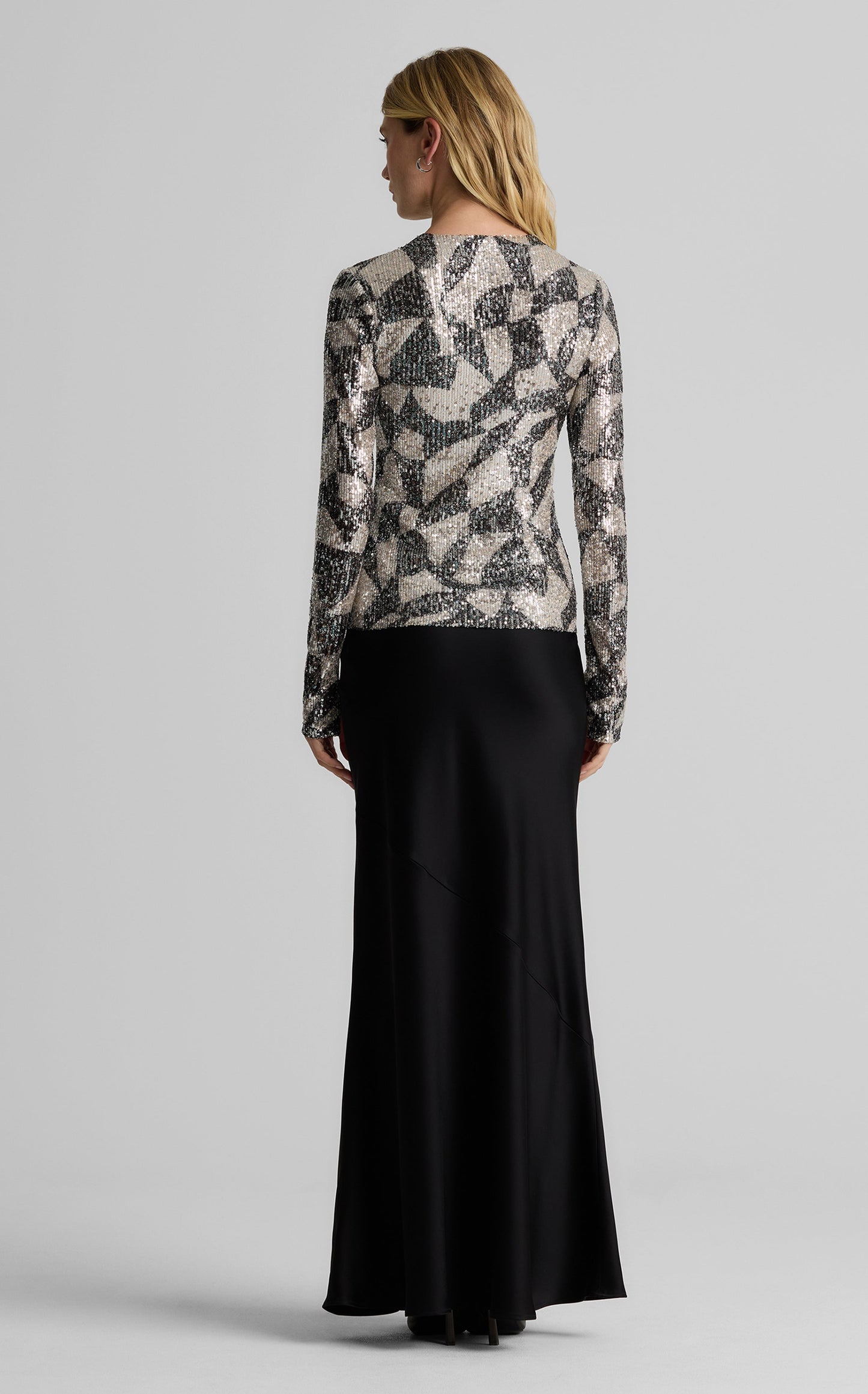 Megan Top in Stretch Geo Paillettes