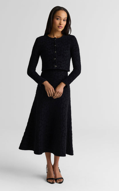 Belinda Dress In Velvet Leopard Jacquard