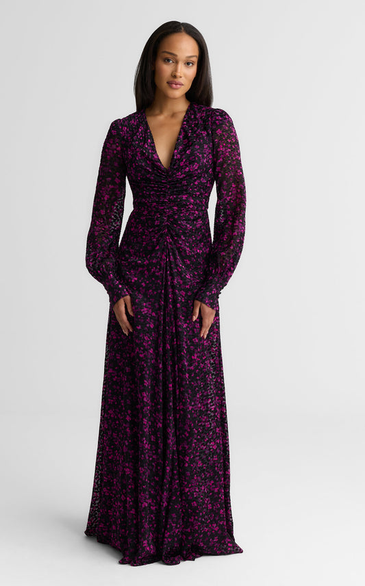 Rochelle Gown In Leopard Burnout Viscose