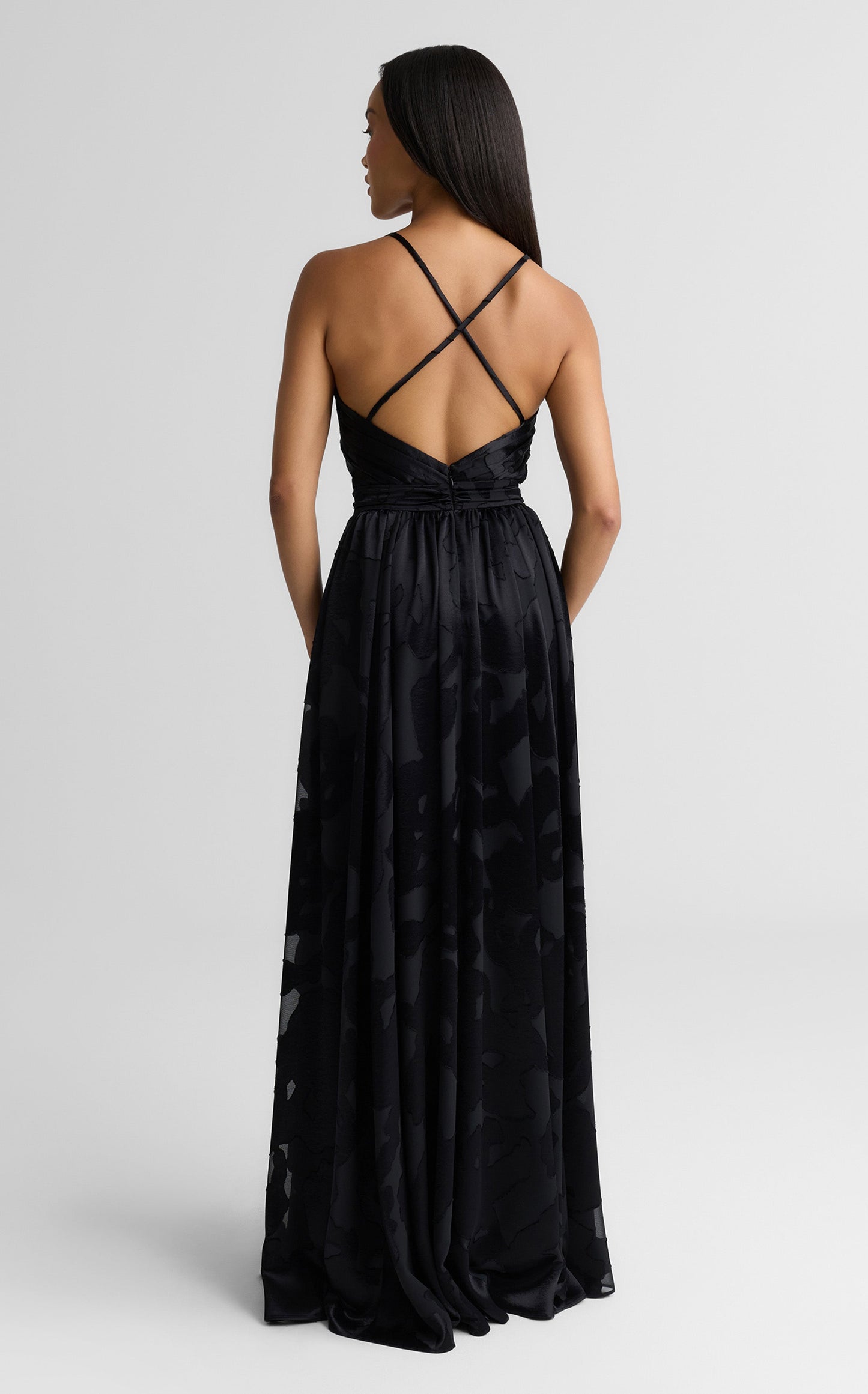 Rosalie Gown In Satin Abstract Burnout