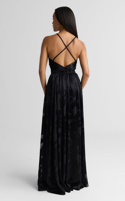 Rosalie Gown In Satin Abstract Burnout
