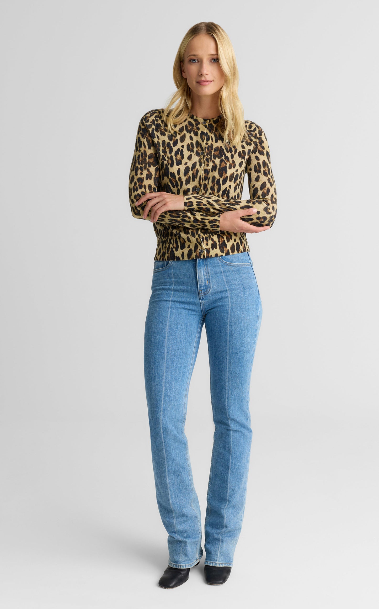 Dawn Cardigan In Leopard Print Knit