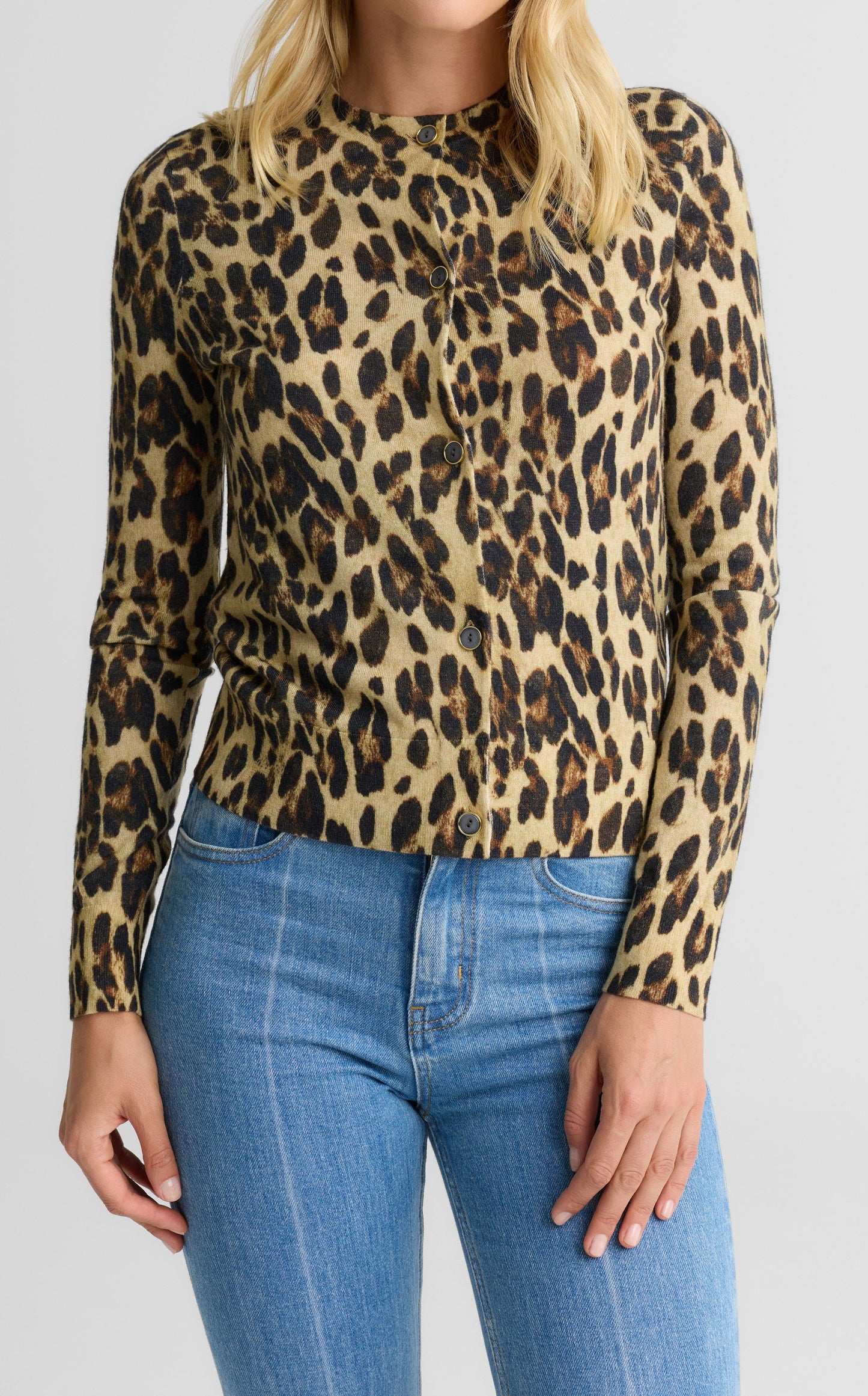 Dawn Cardigan In Leopard Print Knit