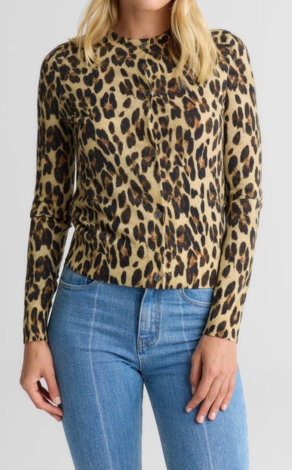 Dawn Cardigan In Leopard Print Knit