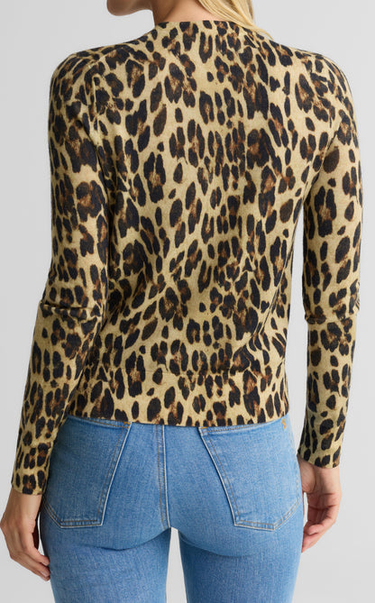 Dawn Cardigan In Leopard Print Knit