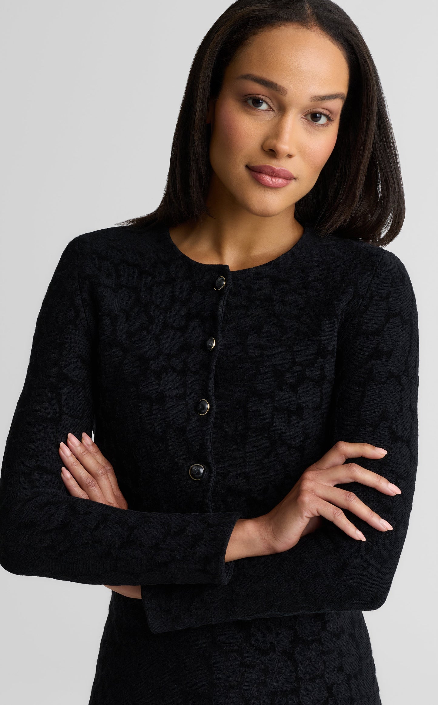 Amber Cardigan In Velvet Leopard Jacquard