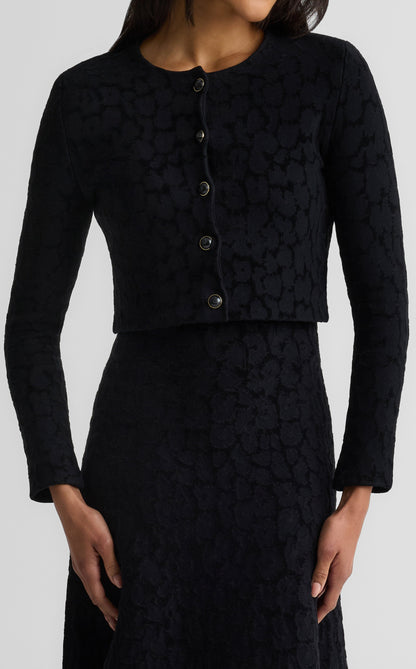 Amber Cardigan In Velvet Leopard Jacquard