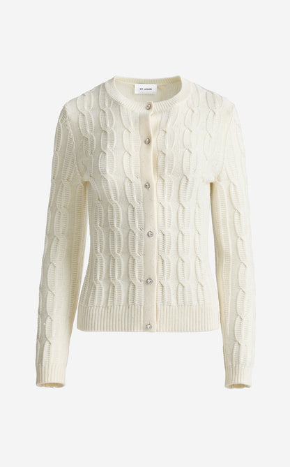 Dawn Cardigan In Merino Blend Cable Knit