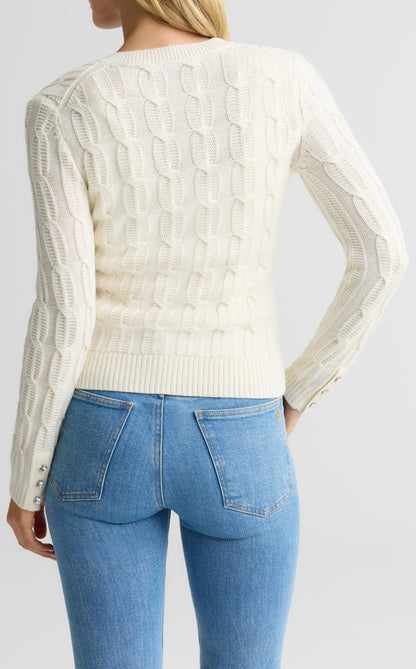 Dawn Cardigan In Merino Blend Cable Knit