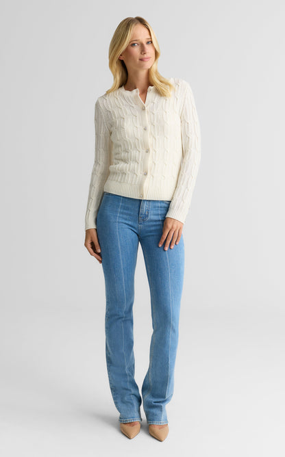 Dawn Cardigan In Merino Blend Cable Knit