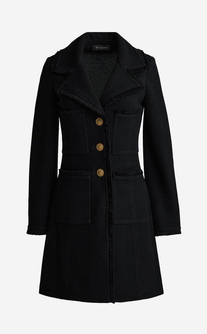 Milano Pique Knit Fit Flare Topper With Knit Fringe Trim