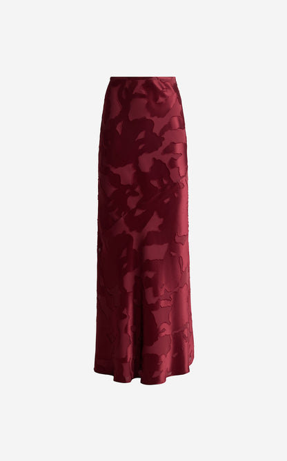 Beverly Skirt In Satin Abstract Burnout