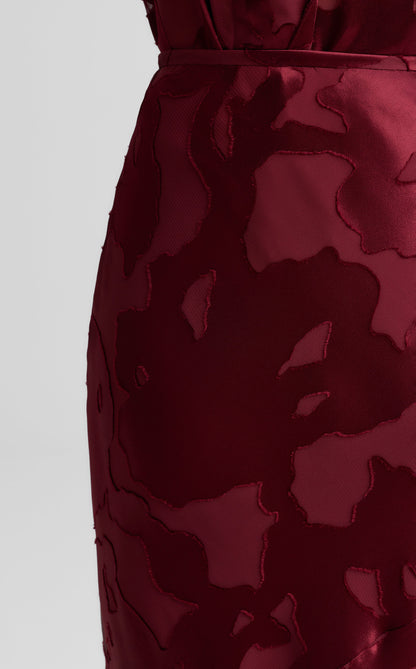 Beverly Skirt In Satin Abstract Burnout