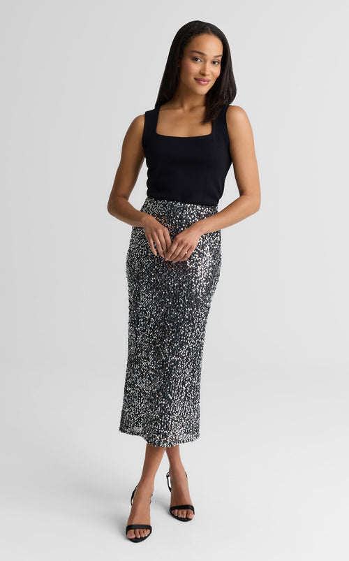 Stevie Skirt In Paillette Embellished Mesh
