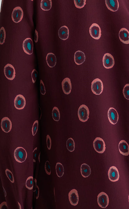 Hannah Bow Blouse In Abstract Ink Print