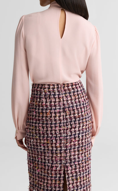 Hannah Bow Blouse In Silk Crepe