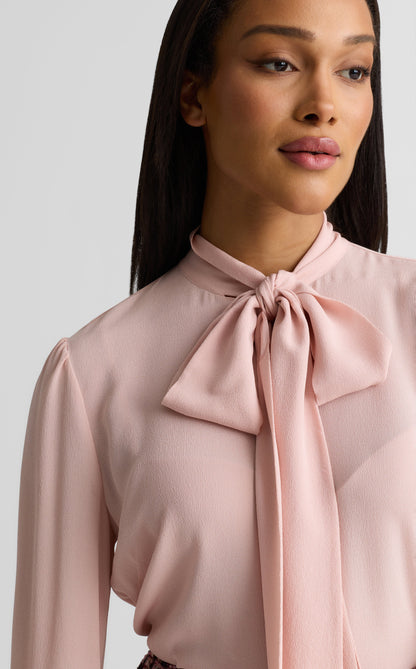 Hannah Bow Blouse In Silk Crepe