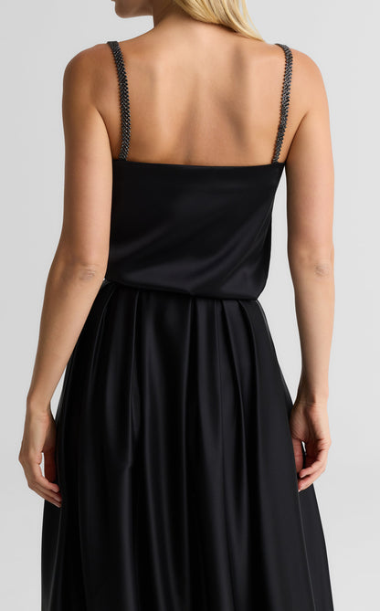 Alice Cami In Liquid Satin With Rhinestone Straps