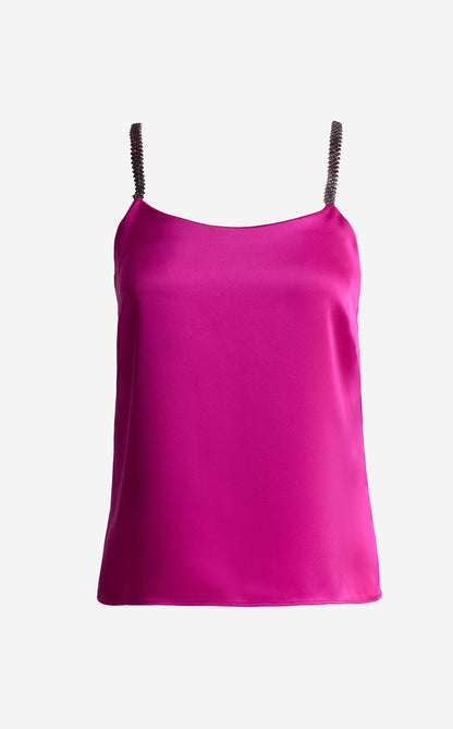 Alice Cami In Liquid Satin With Rhinestone Straps