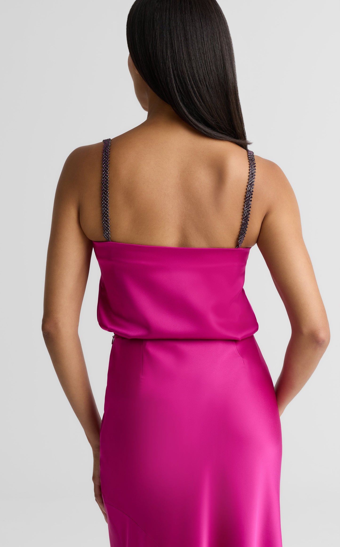 Alice Cami In Liquid Satin With Rhinestone Straps