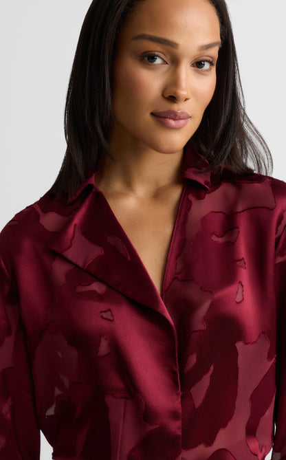 Candace Blouse In Satin Abstract Burnout