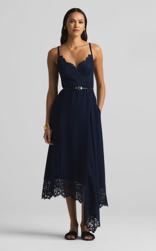 Lindsey Dress in Lace and Satin Back Crepe