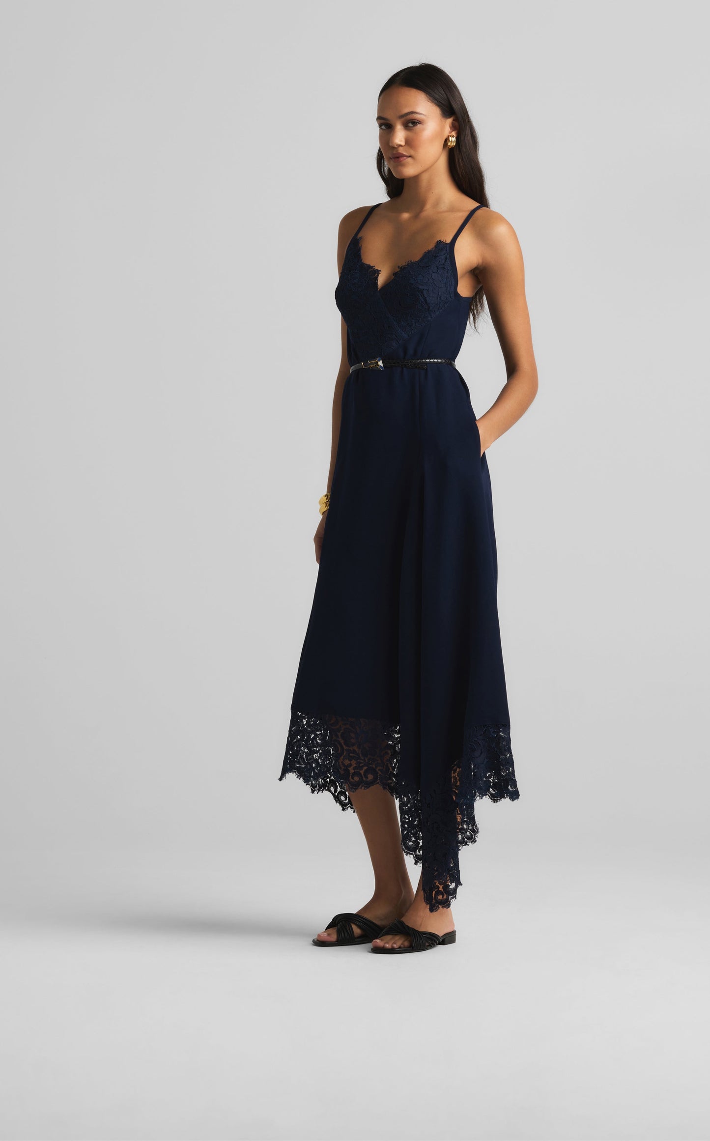 Lindsey Dress in Lace and Satin Back Crepe