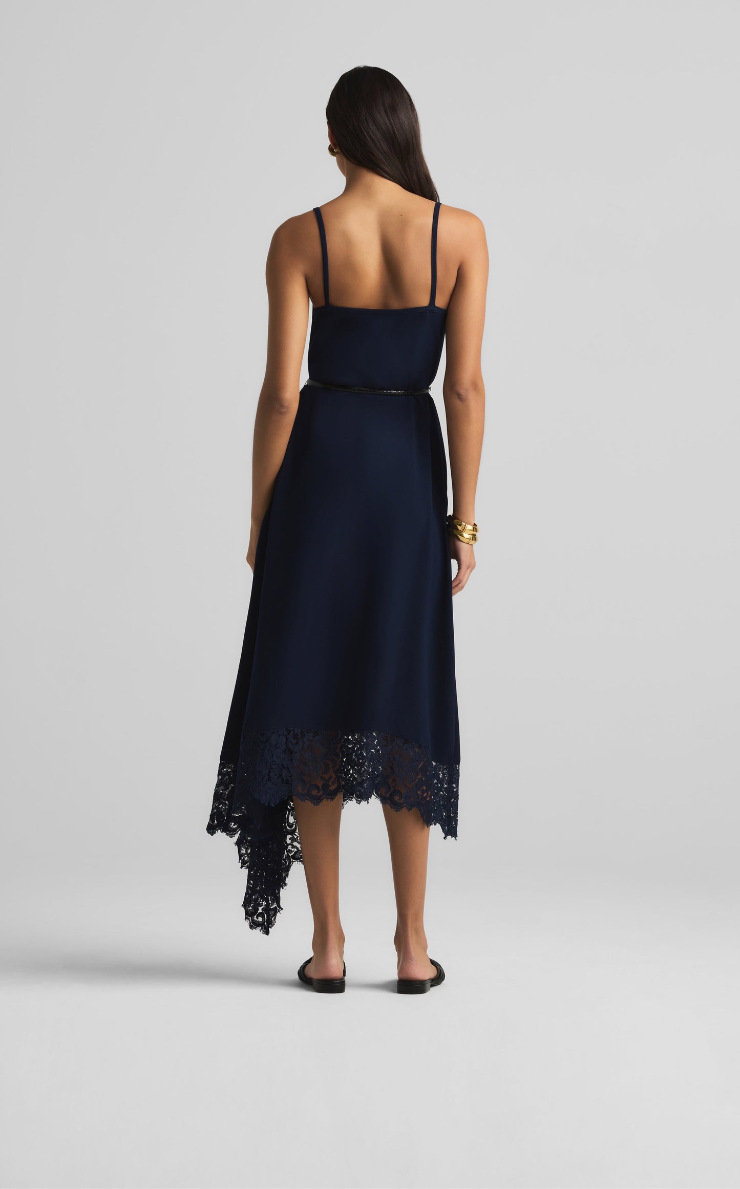 Lindsey Dress in Lace and Satin Back Crepe