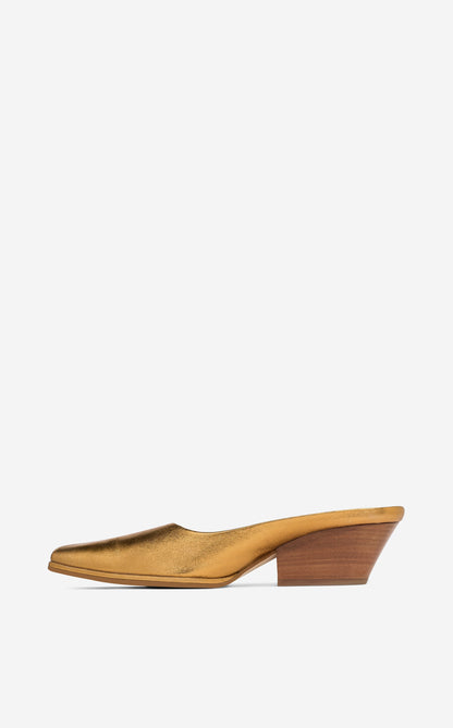 Pleated Leather Mule