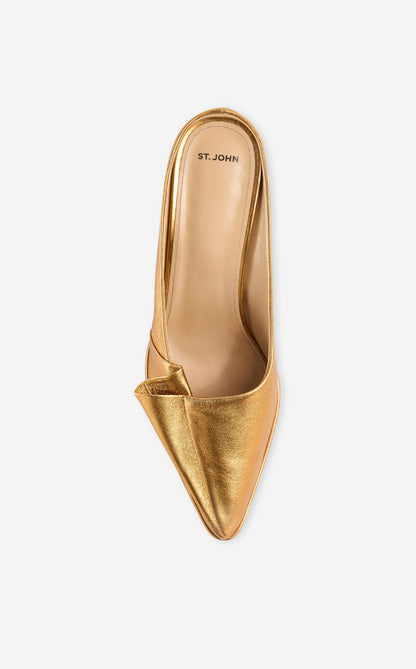 Pleated Leather Mule