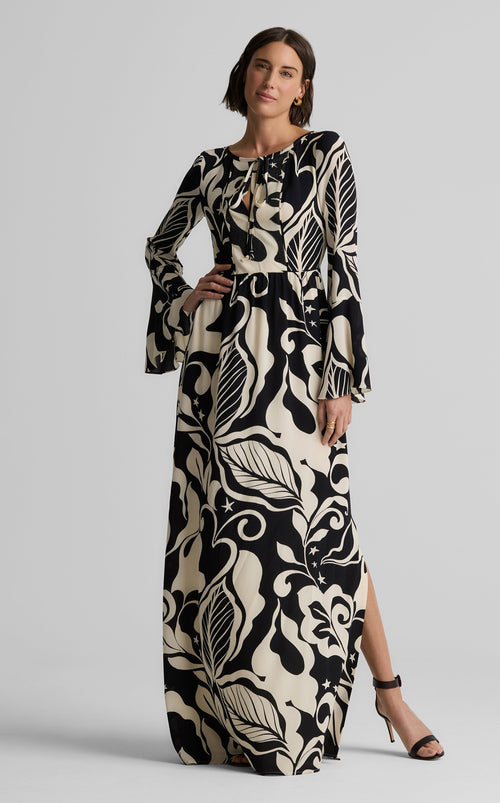 Harlow Dress in Leaf Print