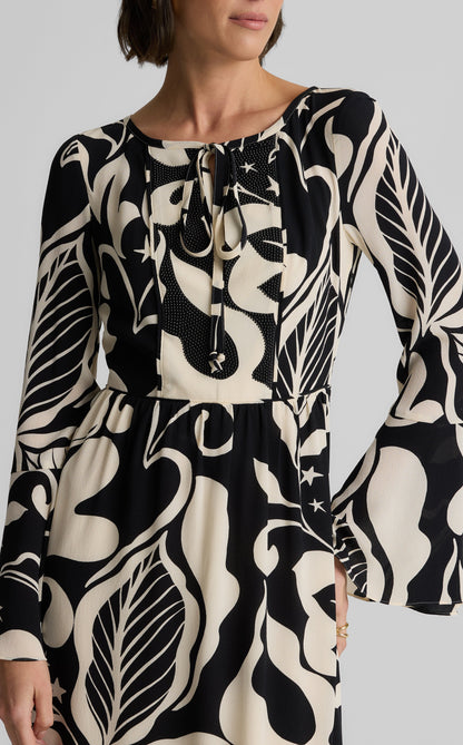 Harlow Dress in Leaf Print
