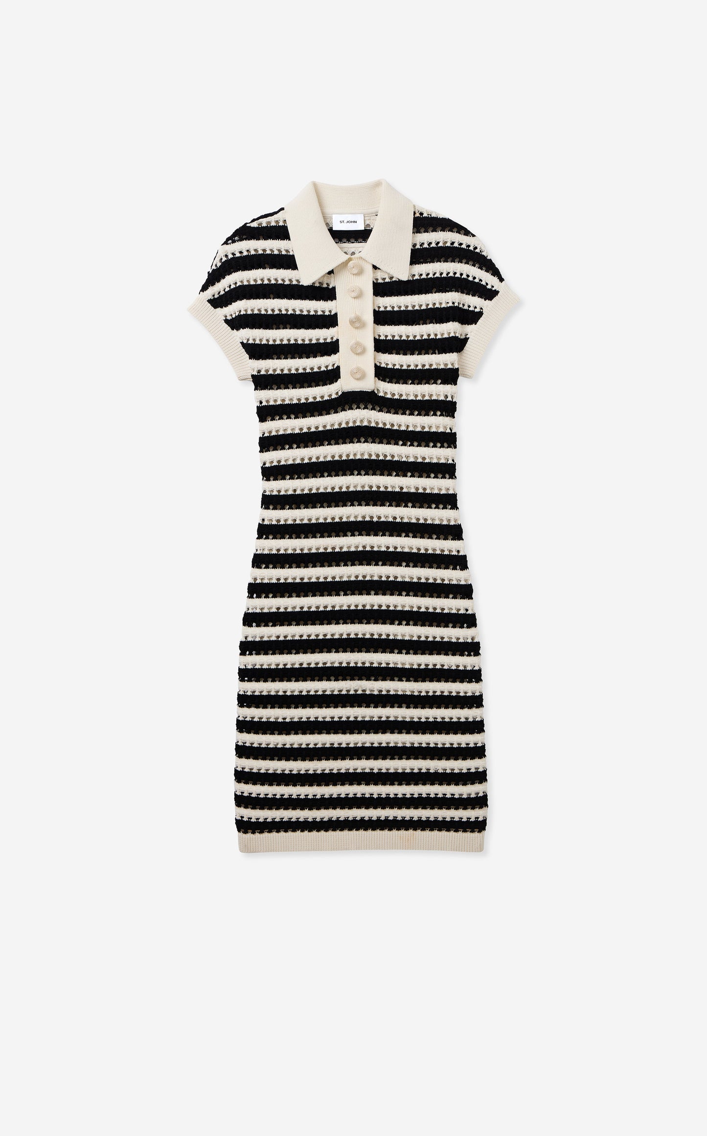 Casey Dress in Striped Pointelle Knit