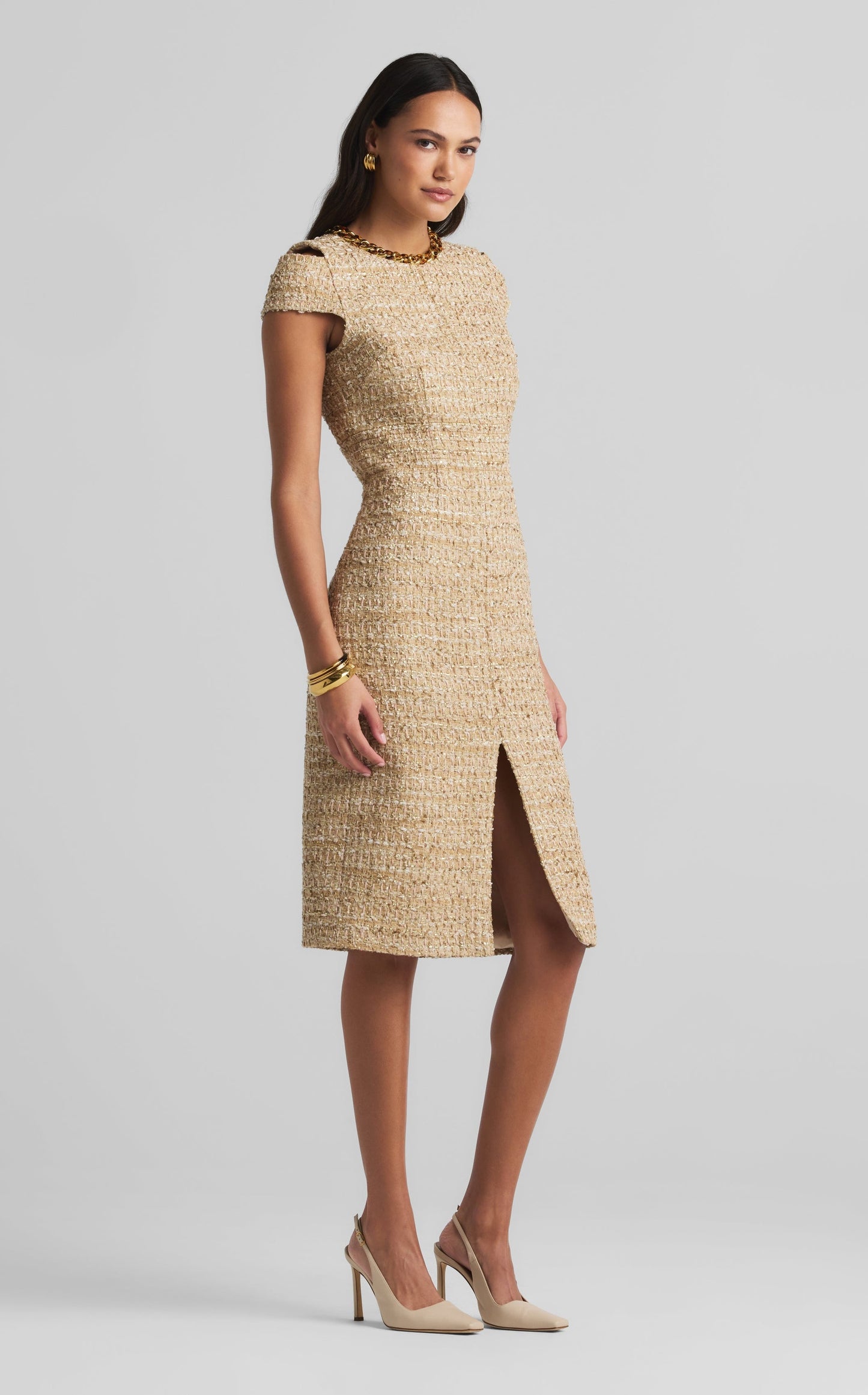 Phoebe Dress in Linden Tweed