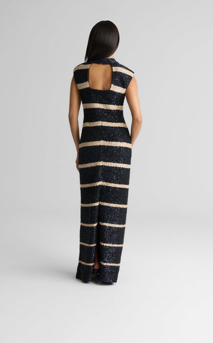 Gina Gown in Stripe Sequin Knit