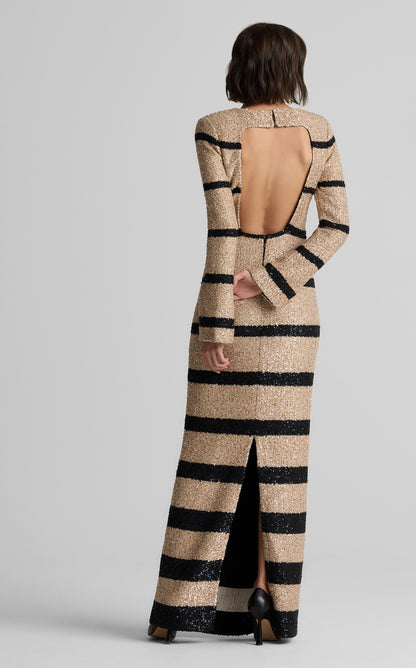Etta Gown in Stripe Sequin Knit