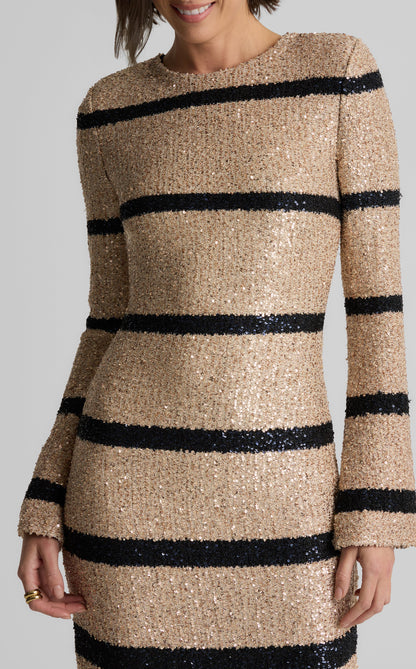 Etta Gown in Stripe Sequin Knit