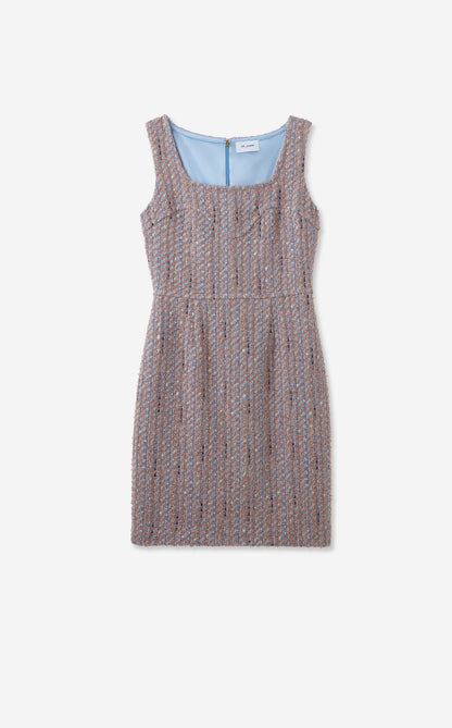 Lena Dress in Azure Tweed