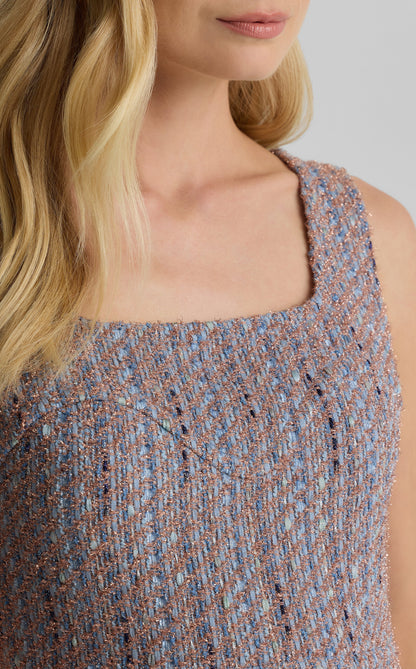 Lena Dress in Azure Tweed