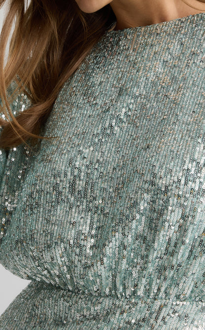 Emmy Dress in Stretch Paillette