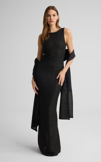 Wrenly Wrap in Lightweight Crepe and Knit Sequn
