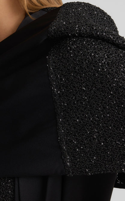 Wrenly Wrap in Lightweight Crepe and Knit Sequn